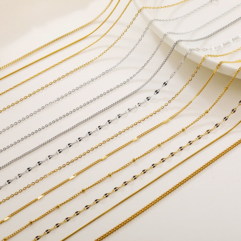 Single Chain Box Melon Seeds Side Hammer Round Snake Bone Necklaces
