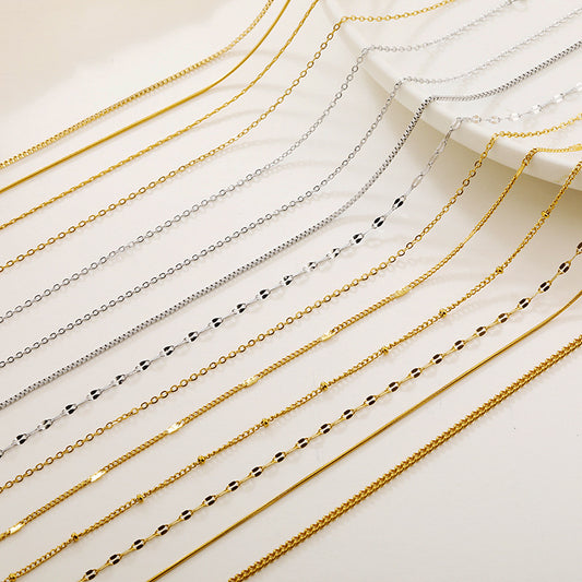 Single Chain Box Melon Seeds Side Hammer Round Snake Bone Necklaces