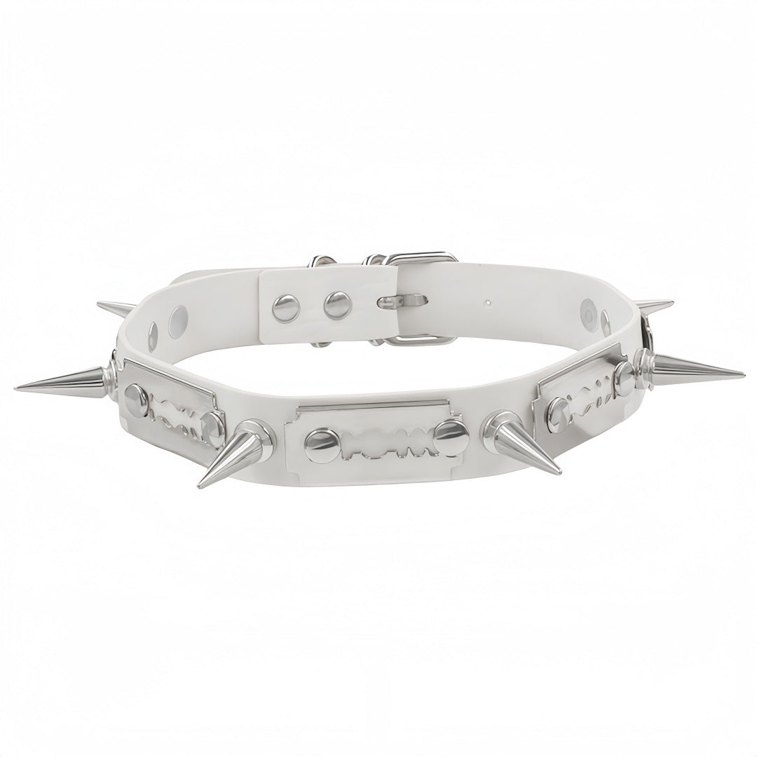 Leather Gothic Punk Razor Blade Fashion Necklace
