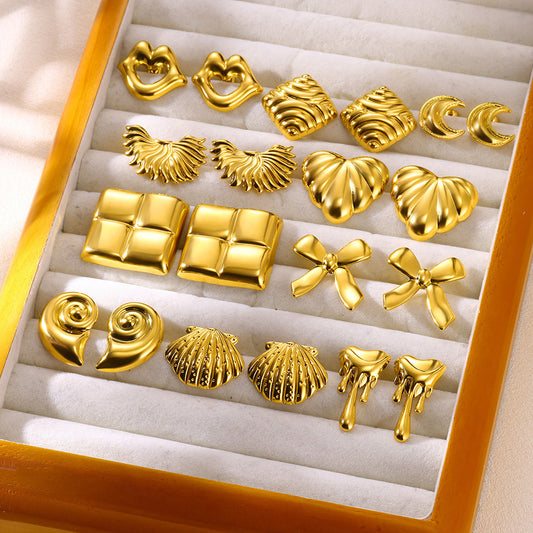 Geometry Pattern Stainless Steel Gold-plated Personality Earrings