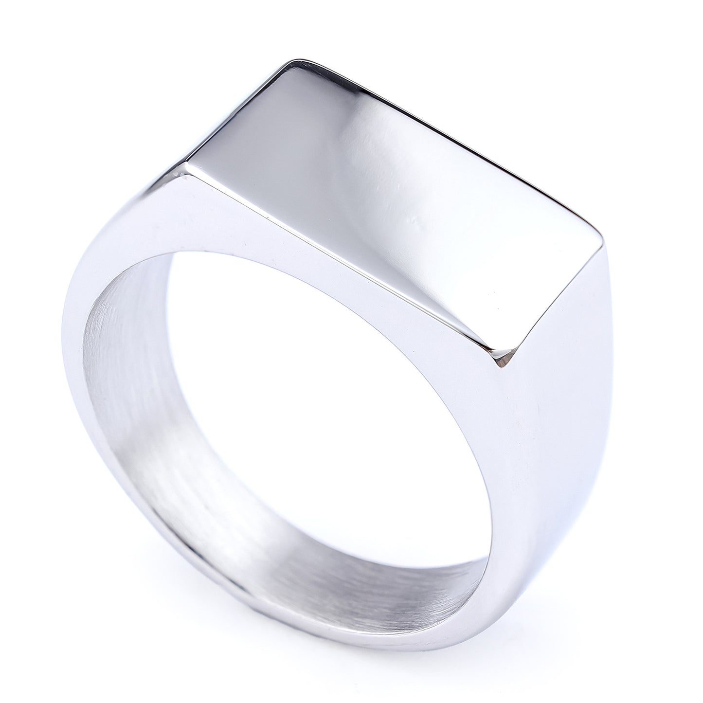 Titanium Steel Niche Rectangular Mirror Style Rings