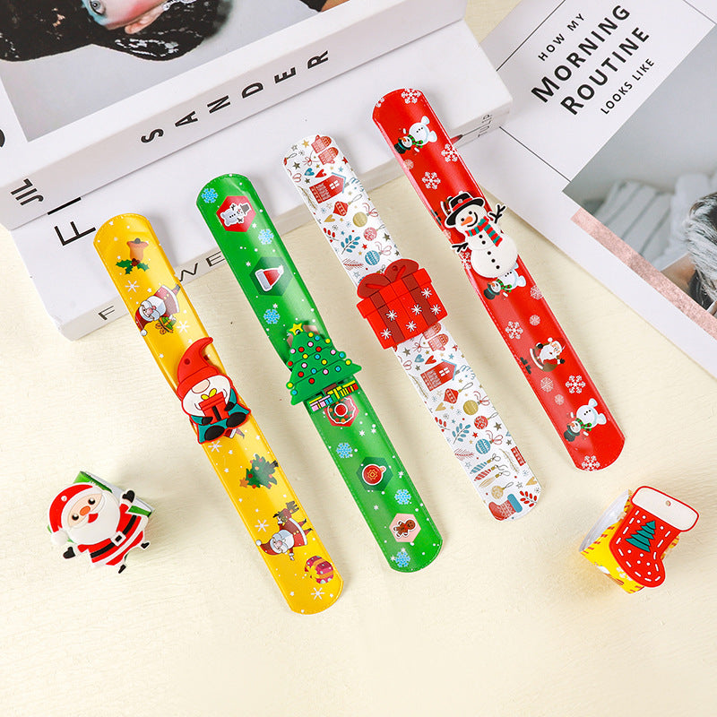 Children's Cute Cartoon Christmas Toy Pop Snowman Santa Claus Pat Bracelets