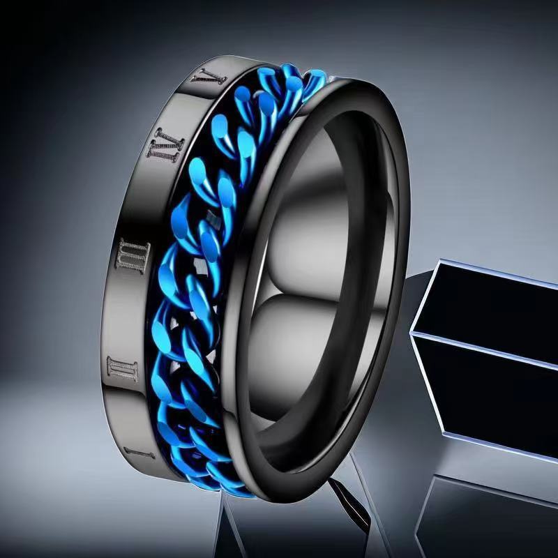 Men's Stainless Steel Fashionable Rotating Decompression Titanium Niche Ring