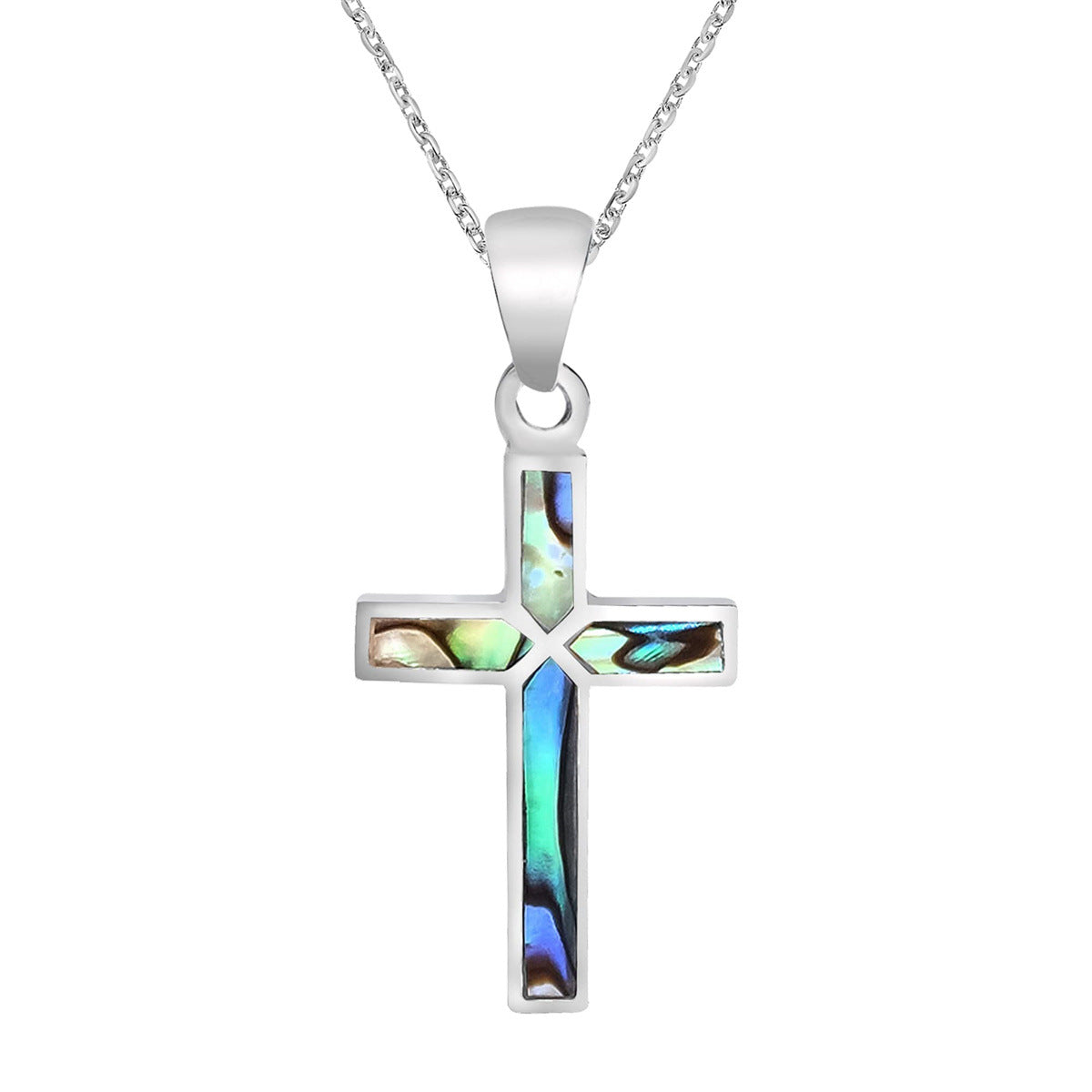 Women's Stainless Steel With Colorful Cross Inlaid Necklace