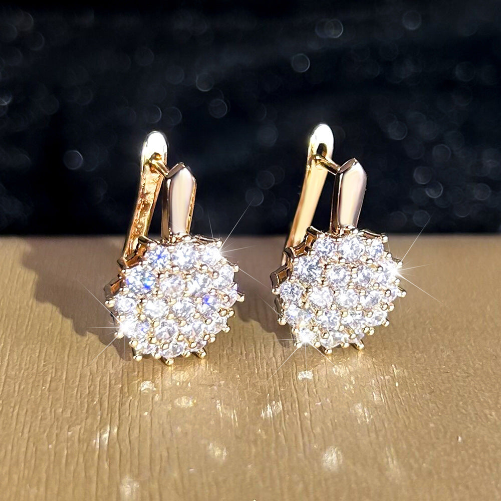 Super Shiny Exquisite Sunflower Clip Female Fresh Sweet Ear Buckle
