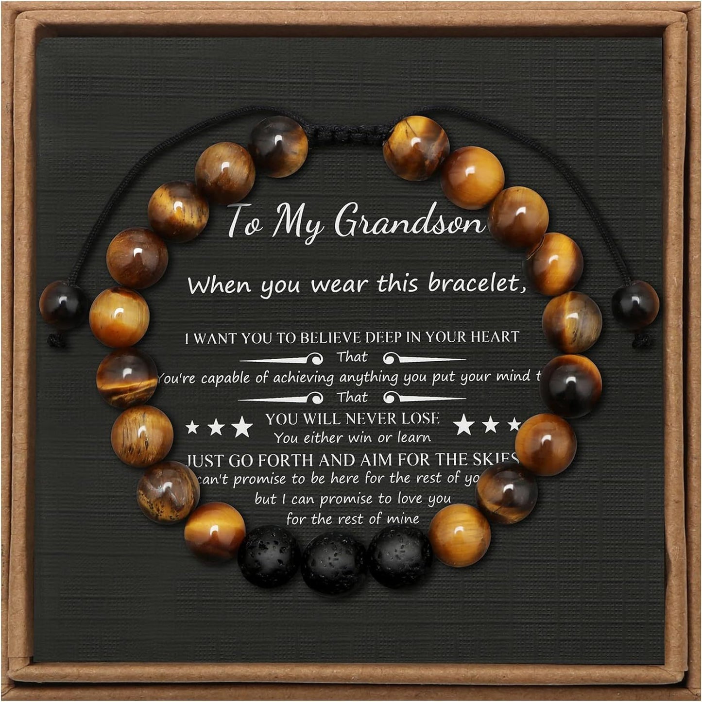 Men's Stone Tiger Eye Woven Adjustable Beaded Bracelet