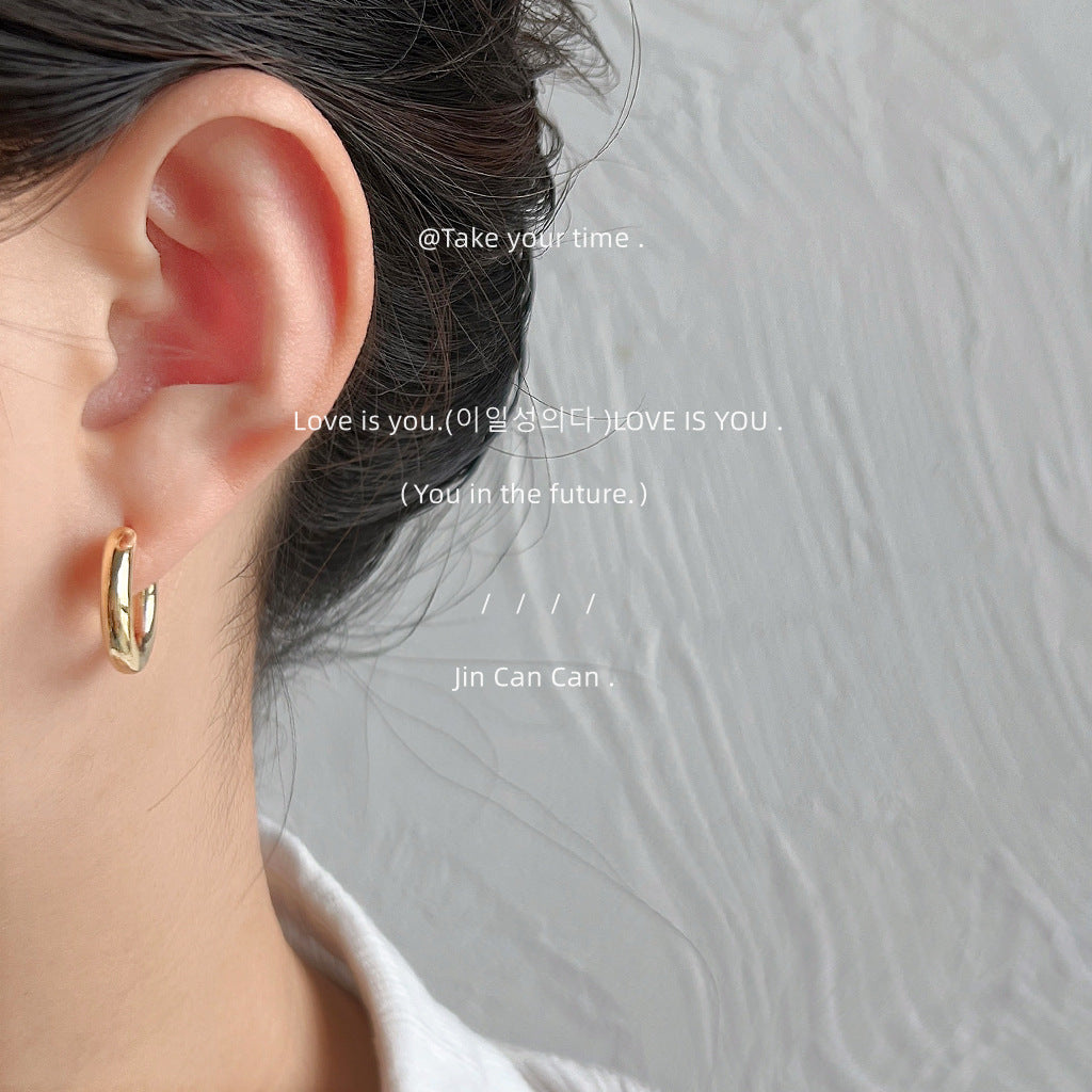 Sier Needle Plated Glossy And Simple Earrings