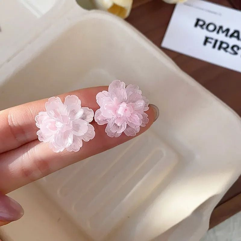 Resin Flower Female Temperament Vacation Style Fashion Earrings