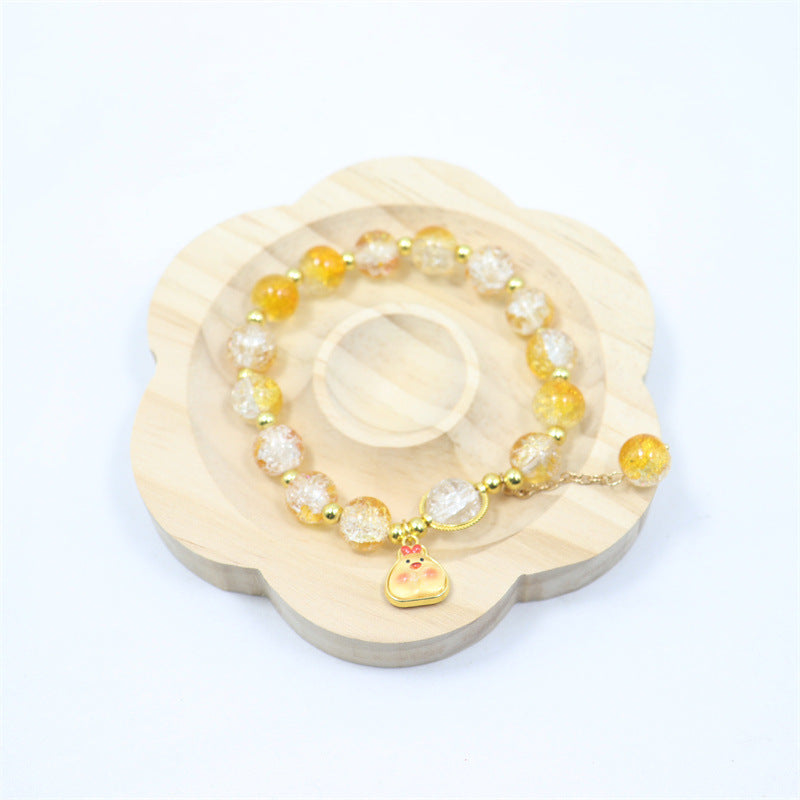 Two-tone Gradient Female Crystal Cartoon Panda Bracelets
