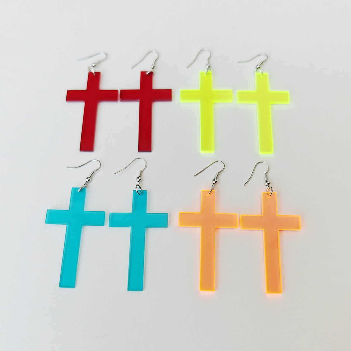 Black Cross Acrylic Long Geometric Lady Earrings