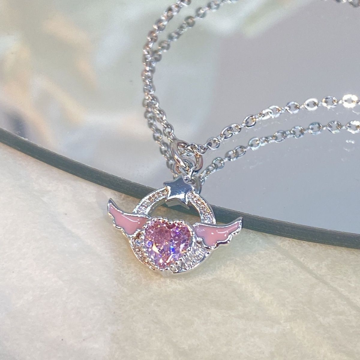 Korean Style Sweet Loving Heart Love Female Necklace