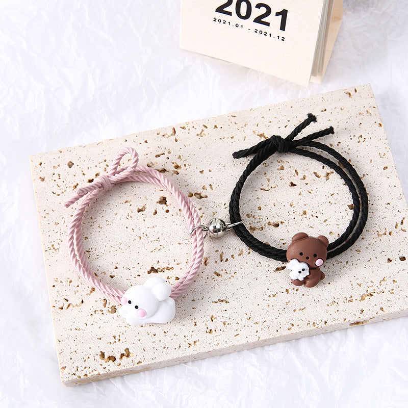 Cute Cartoon Couple Small Rubber Band For Boyfriend Bracelets