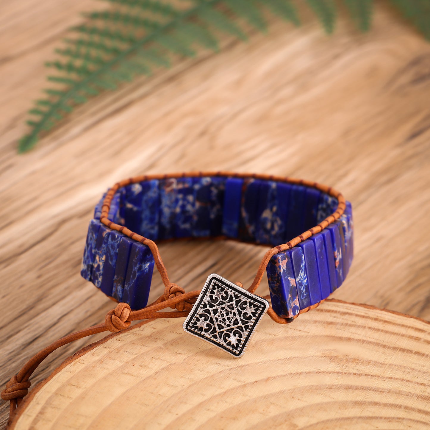 Natural Stone Imitated Handmade Woven Leather String Bohemian Bracelets