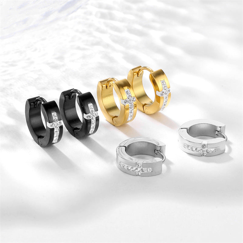 Women's & Men's Creative Carved Cross Light Luxury Clip Trendy Unique High-grade Earrings