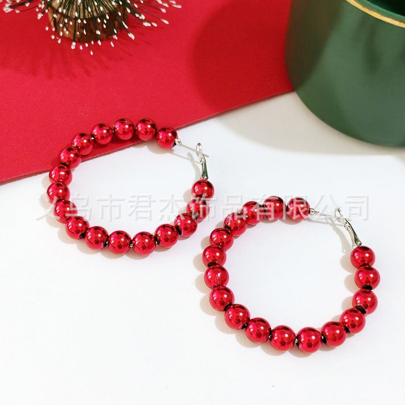 Christmas Fashion Creative Geometric Contrast Color Round Earrings