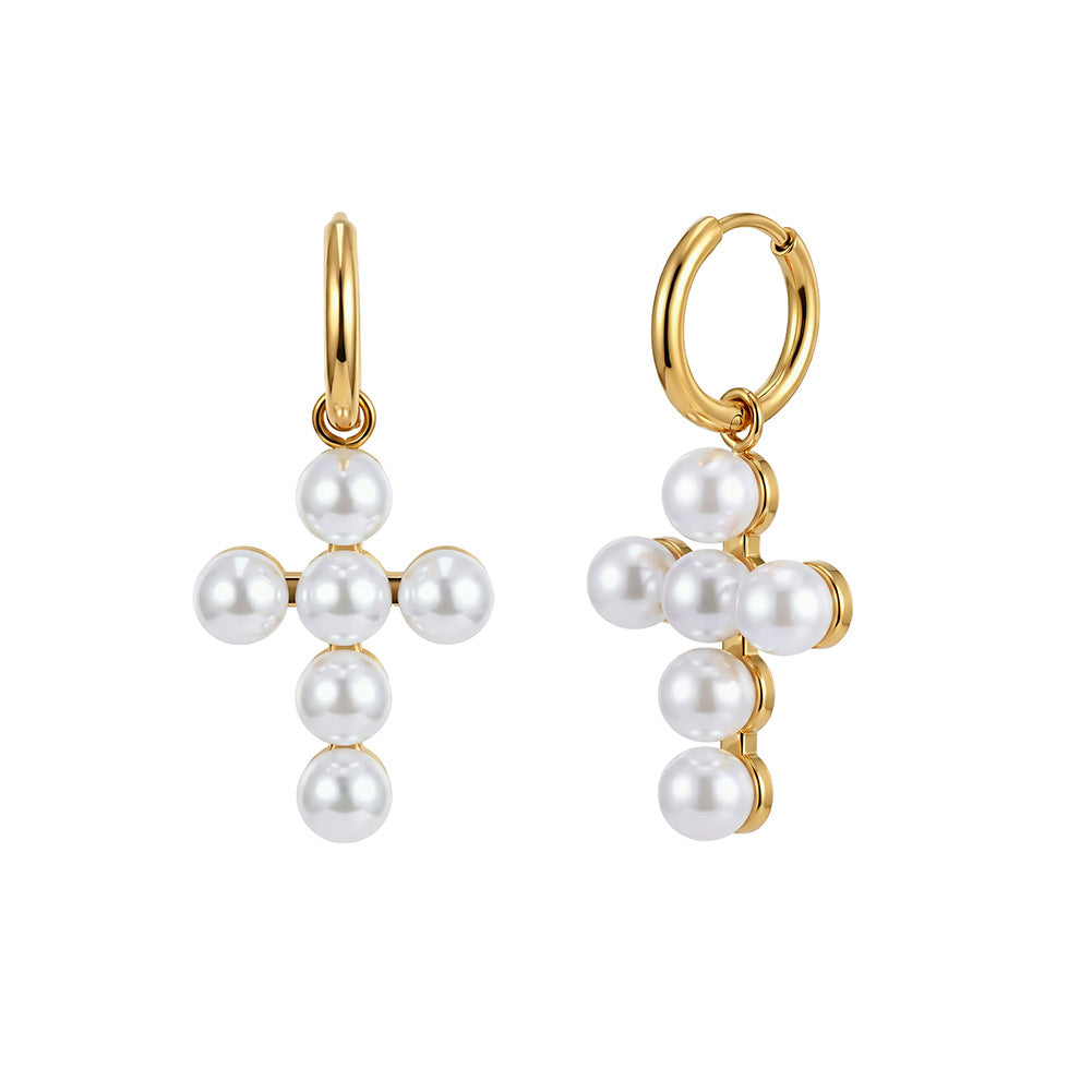 Women's Stainless Steel Diamond Tassel Simple Niche Everyday Joker Twin Collection Earrings