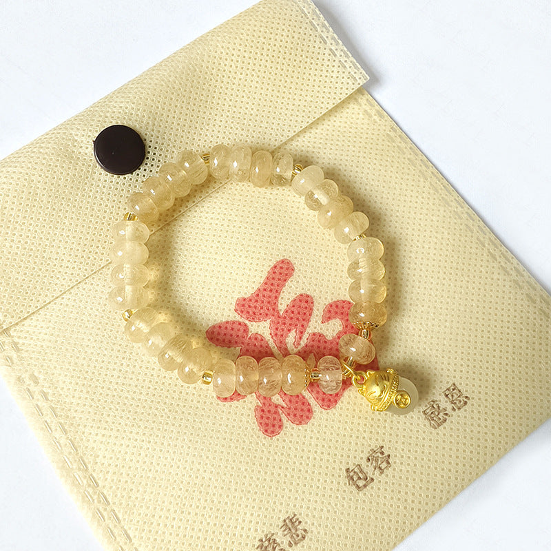 Fresh Optimized Gray Jade Cute Lucky Cat Bracelet