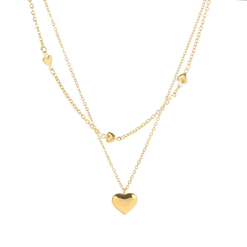 Sweet Lady Heart-shaped Titanium Steel Temperament Fashion Simple Design Necklaces