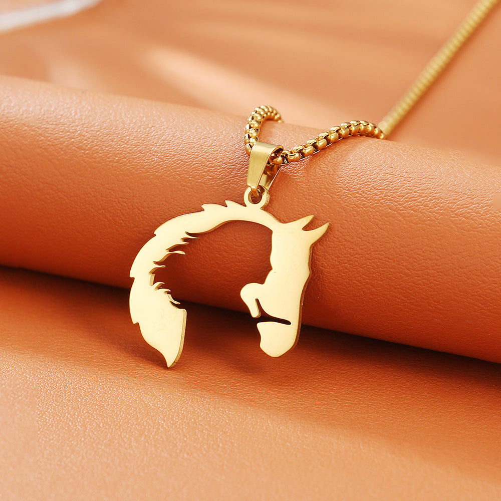 Steel Cross Love Couple Sweater Clavicle Necklace