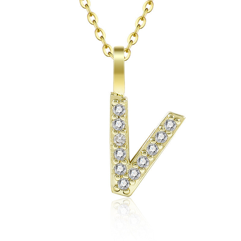 Diamond Inlaid Zircon English Letter Female Pendants