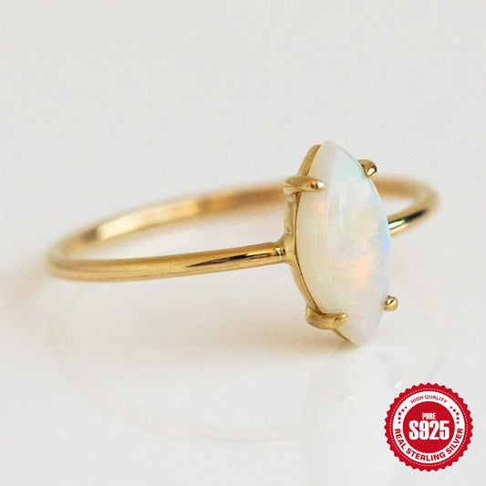 Women's Sterling Sier Opal Fashion Simple Style Rings