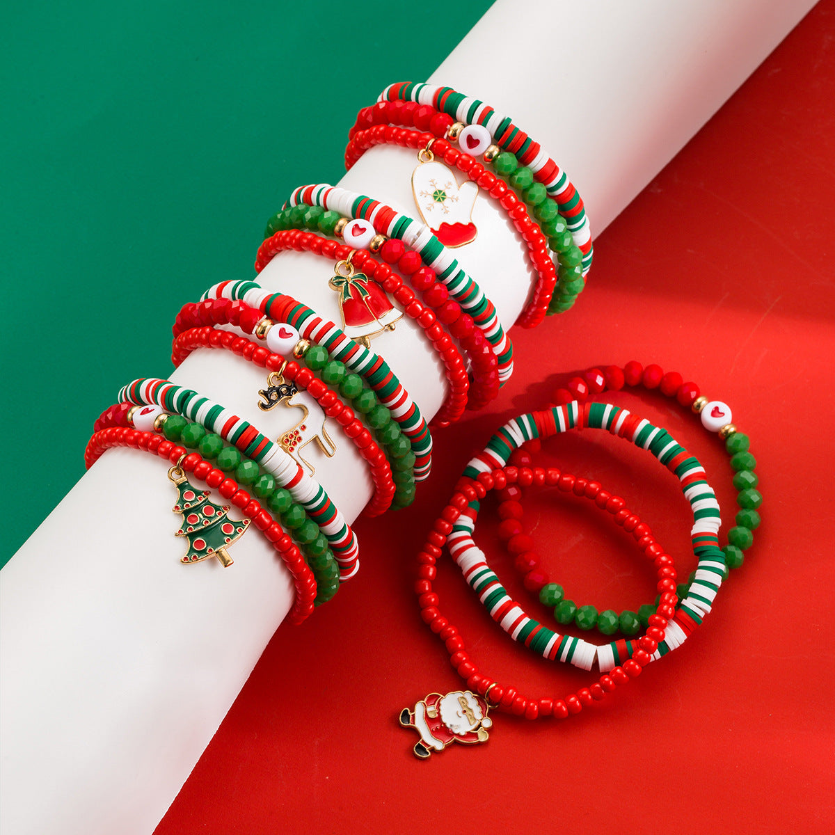 Christmas Beaded Suit Holiday Gift Santa Bracelets