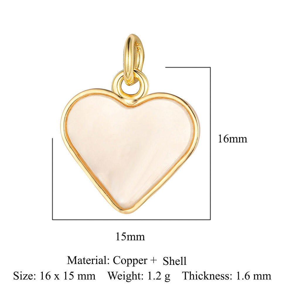 Butterfly Crab Copper Zircon Heart Shell Pendants