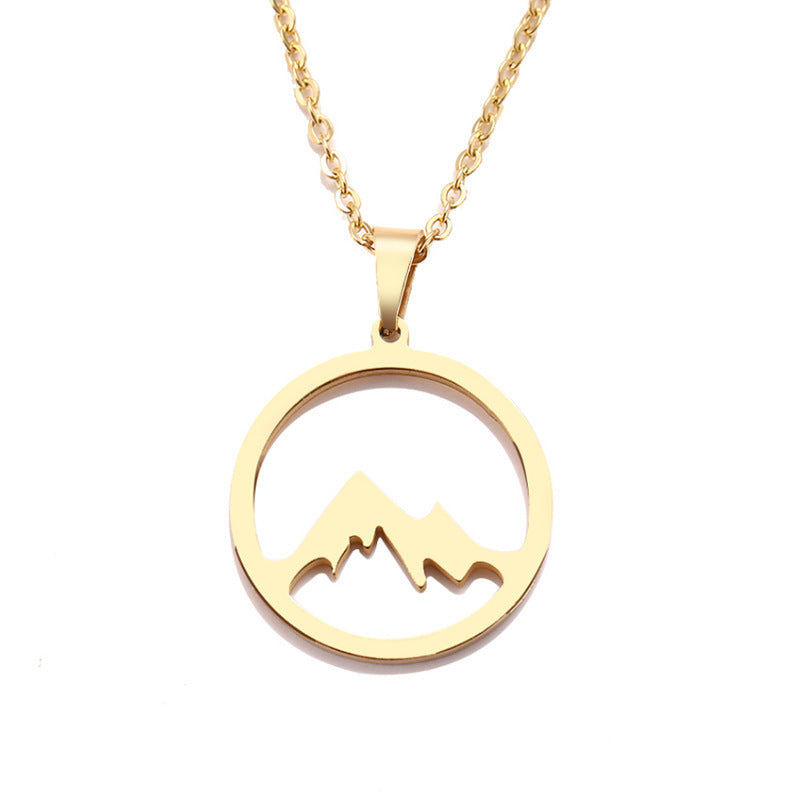 Women's & Men's Plated Stainless Steel Mountain Pillar Snow Necklace
