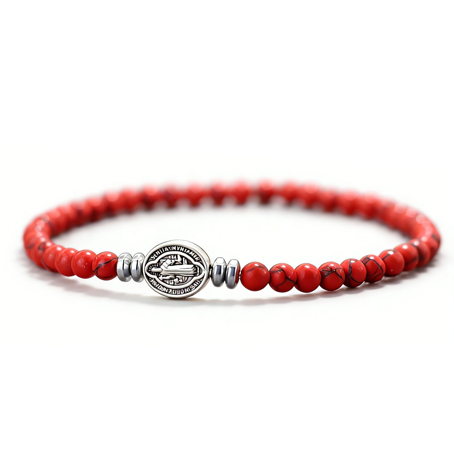 Benedict Cross Virgin Mary Tiger Eye Bracelet