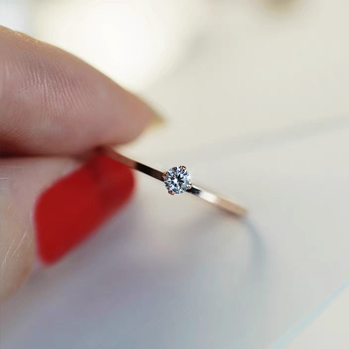 Women's Zircon Fine Titanium Steel Tail Style Diamond Ring
