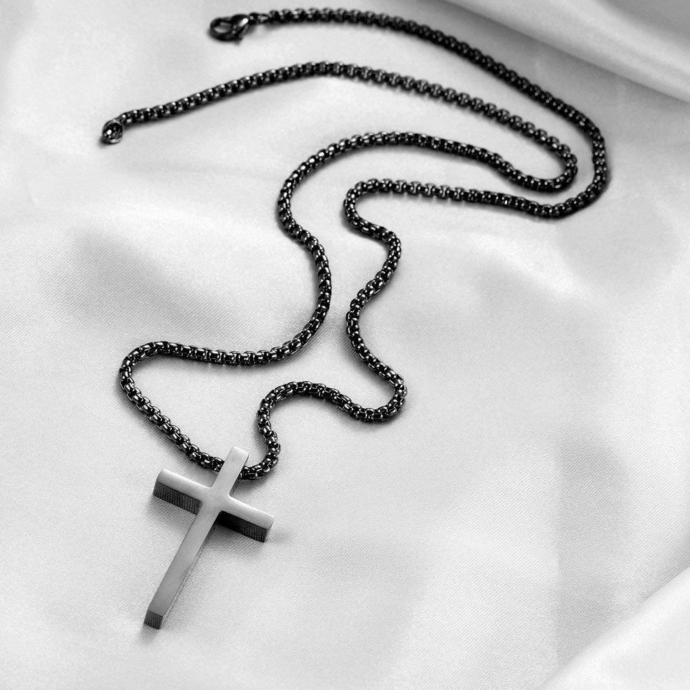 Simple Fashion Long Cross Titanium Steel Necklaces