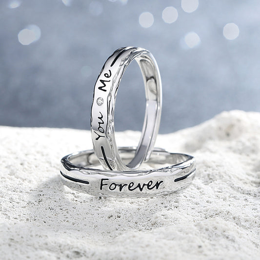 Couple Sterling Sier Korean Niche Design Simple English Rings