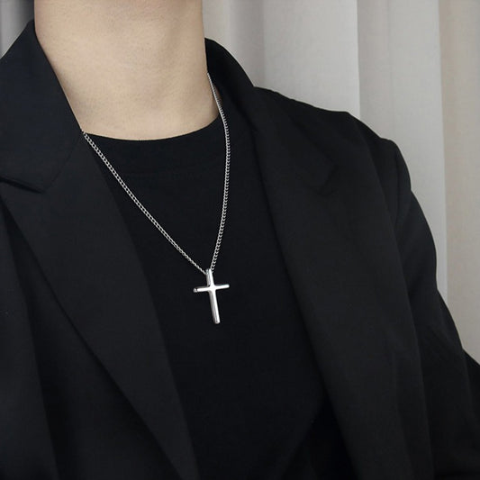 Men's Cross Fashionable Sier-plated Design Sense Niche Personal Pendants