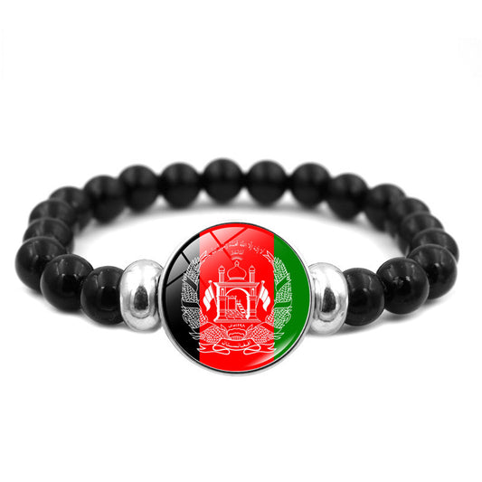 Women's & Men's Palestine Flag Time Stone And Black Bracelets