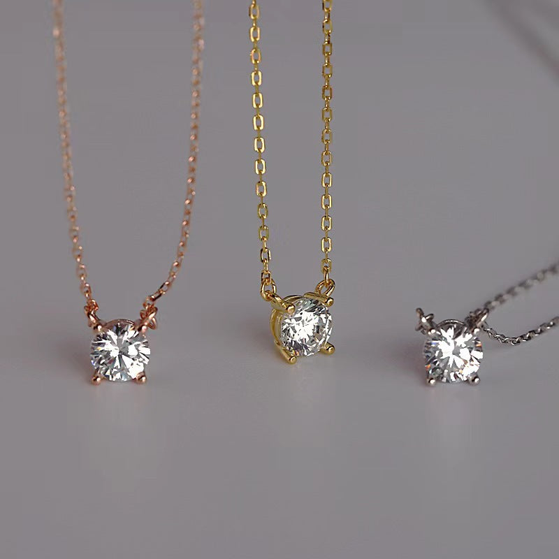 Claw Solitaire Female Simple Temperamental Moissanite Necklaces