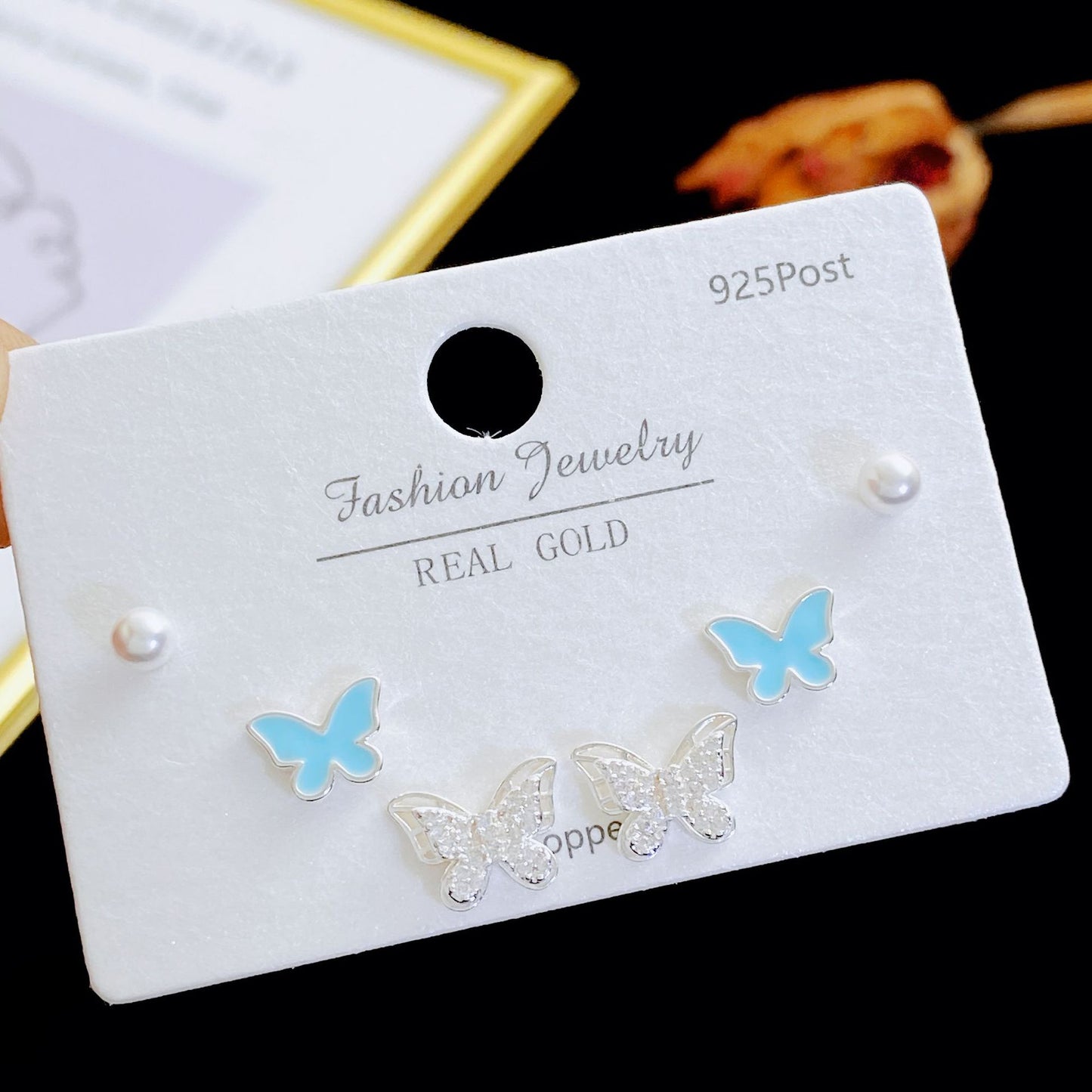 Women's Needle Simple Series Three Pairs Storage Ear Rings