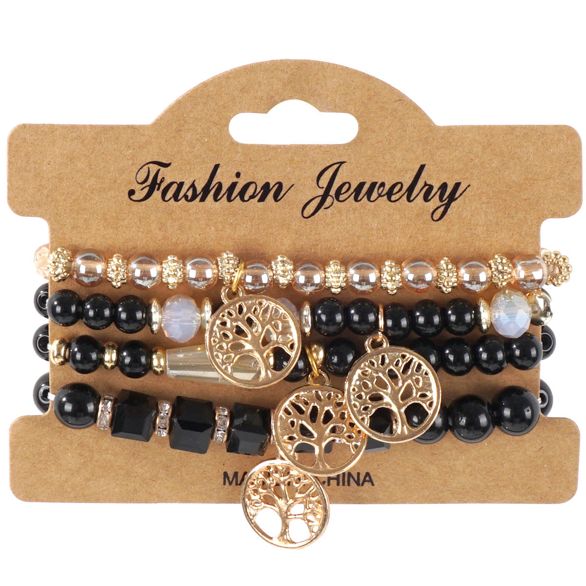 Bohemian Style String Beads Twin Four Bracelets