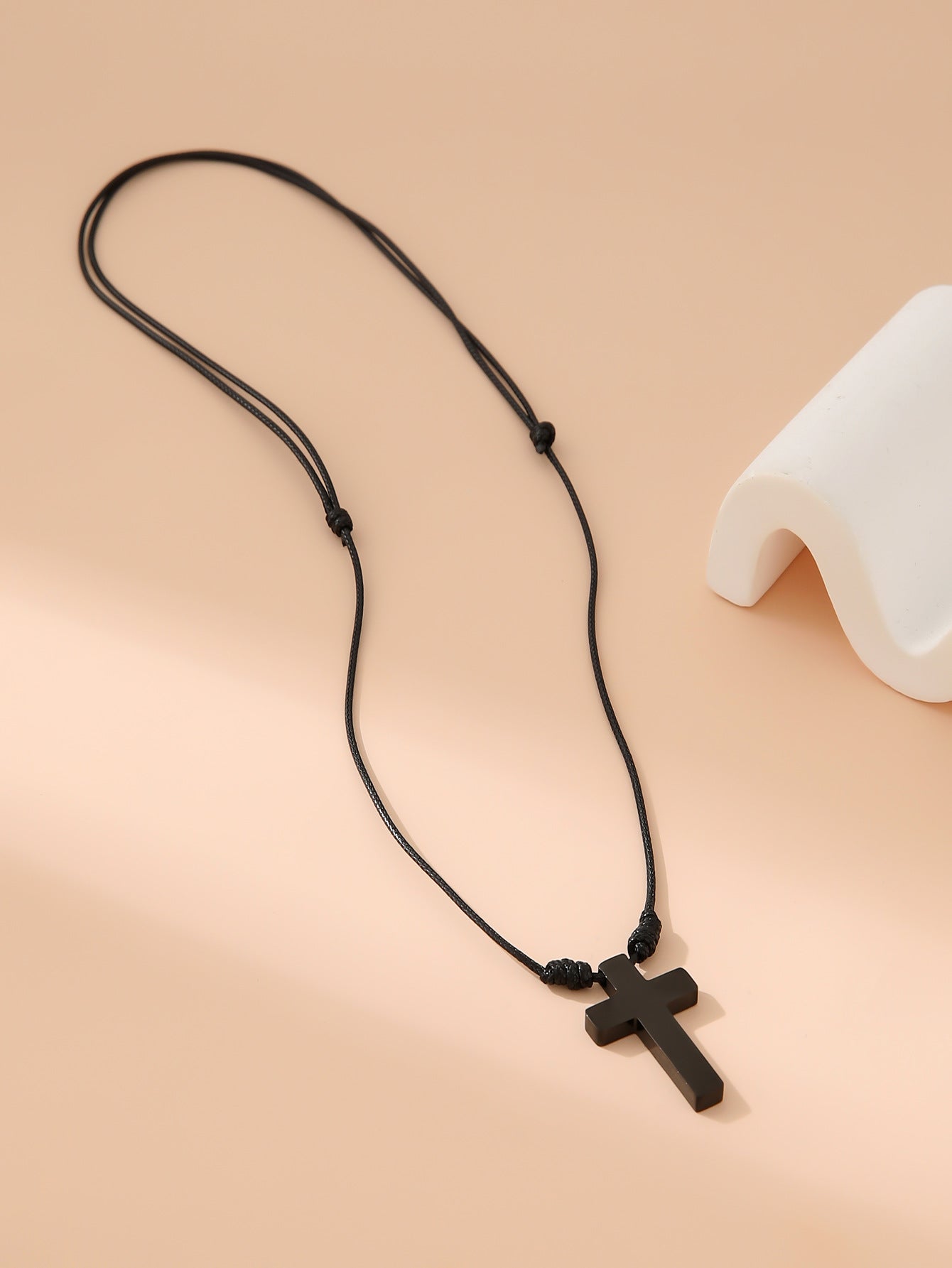 Women's & Men's Stainless Steel Cross Wax Rope Adjustable Necklaces