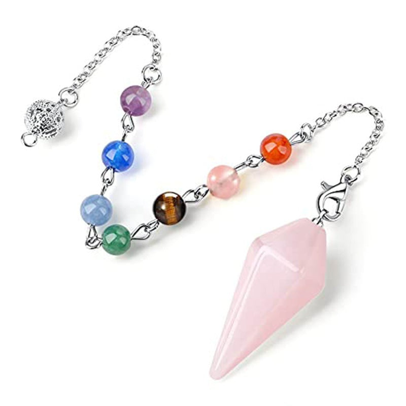 Six Sides Rhombus Stone Natural Hexagonal Cone Spirit Pendants