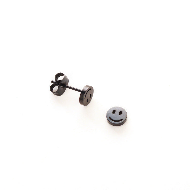 Style Fashion Small Cute Smiley Face Ear Bone Titanium Steel Earrings