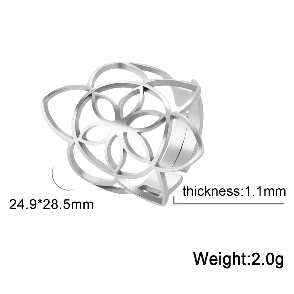 Women's Adjustable Stainless Steel Sacred Geometric For Charm Rings