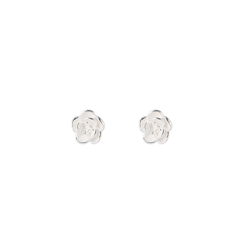 Transparent Colorful Rose Simple Niche Commuter Style Temperamental Lady Gentle Stud Earrings