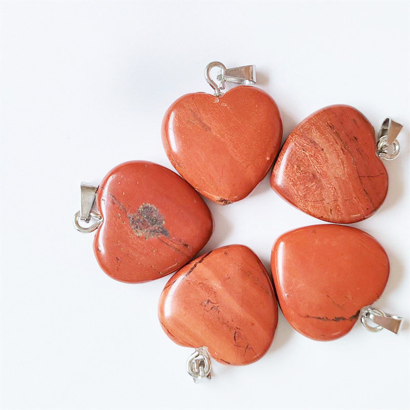 Stone Love Crystal Agate Heart Peach Pendants