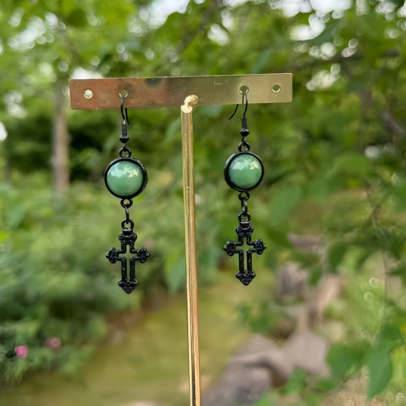 New Dark Hollow Cross Emerald Batch Earrings