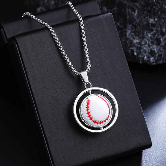 Men's Rotating Basketball Football Street Sports Gift Sweater Necklace