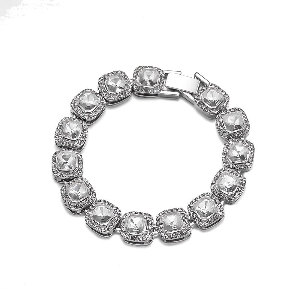 Women's & Men's Korean Style Hip Hop Design Rock Candy Diamond Titanium Steel Bracelets