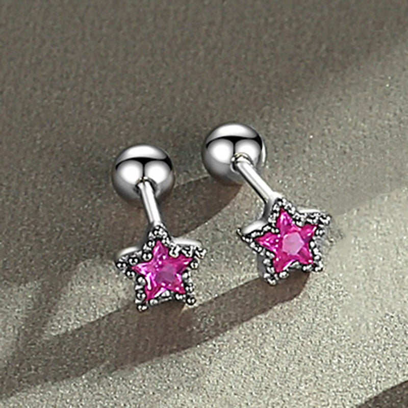 Color Five-pointed Star Screw Puncture Ear Bone Female Sleeping Earrings