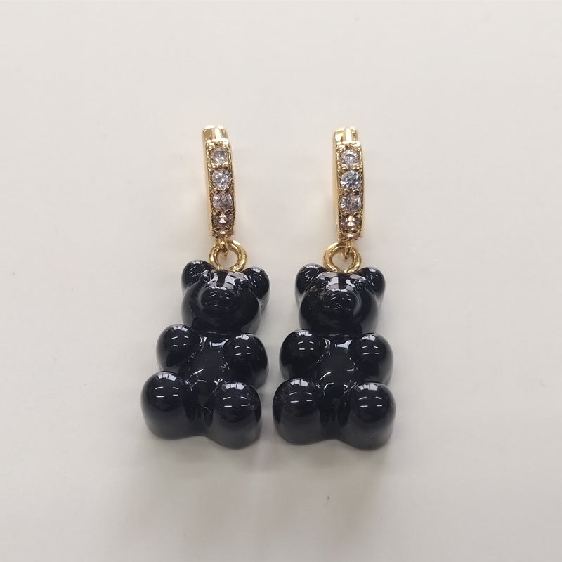 Women's Niche Bear Soft Candy Color Ear Rings