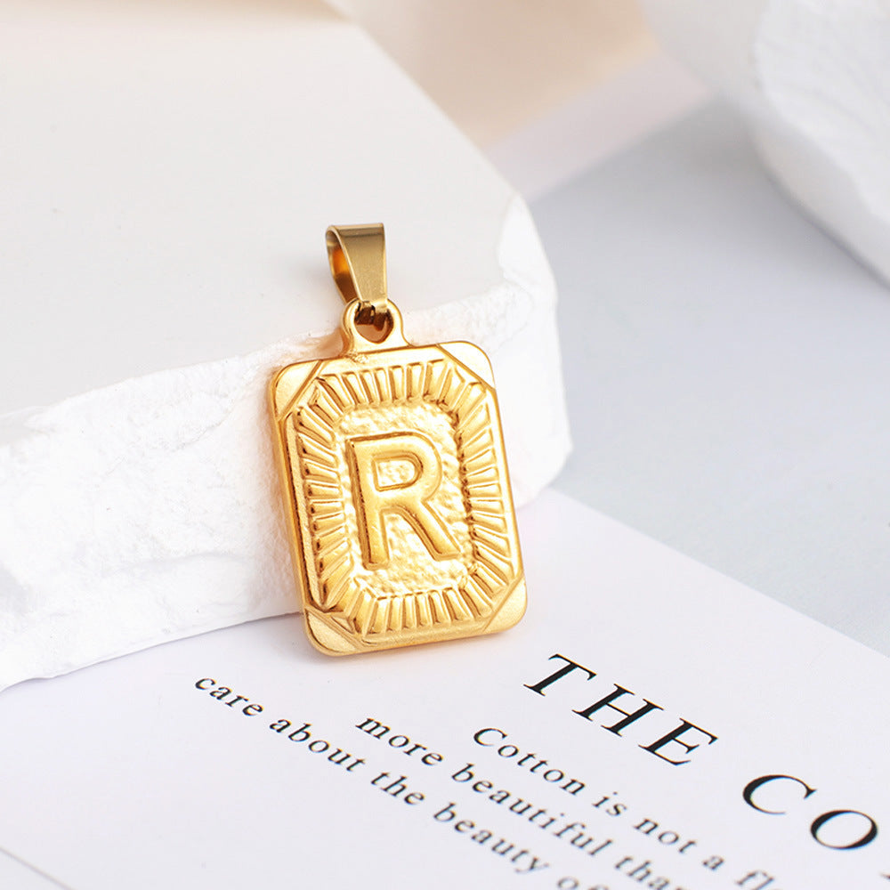 Gold English Letter Tag Simple Sweater Pendants