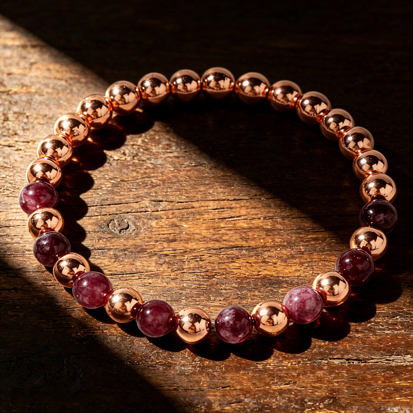 Natural Stone Garnet Gold Beads Handmade Bracelets